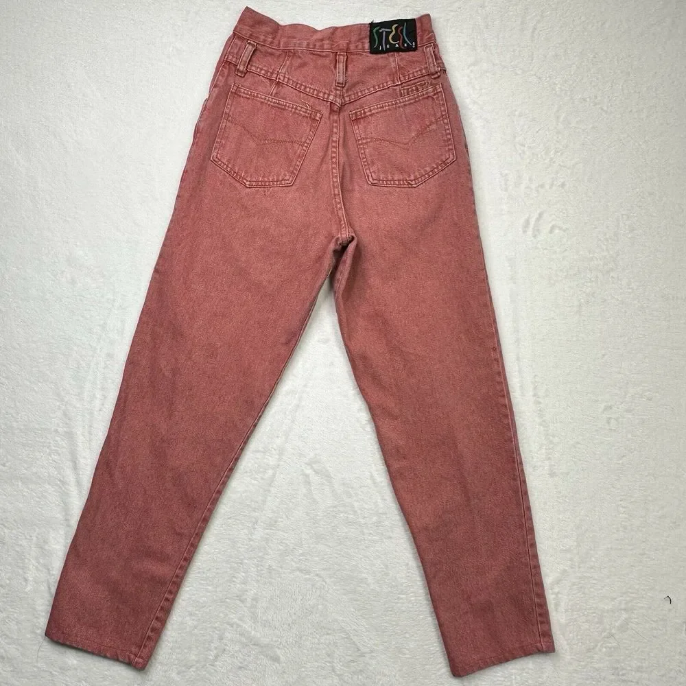 Steel Jeans Womens 5 XS Pink Salmon Vintage High Waist 90s 80s Tapered Retro USA